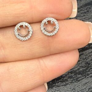 Chic Silver Smiley Earrings